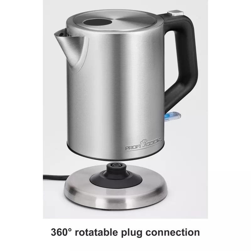 ProfiCook PC-WKS 1106 1l 2200W juodas – nerūdijančio plieno elektrinis virdulys (501106)