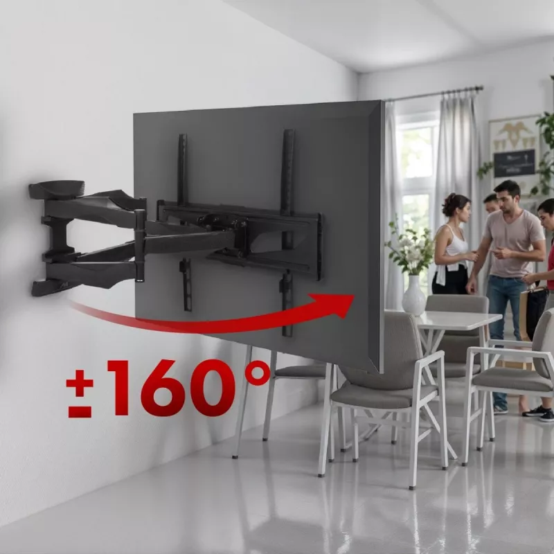 Sieninis TV laikiklis MACLEAN MC-781, skirtas 66–177,8 cm (26–70 colių) ekranams, pakreipimas -12–2°, VESA 100x100–400x400, maks. apkrova 45 kg, juodas