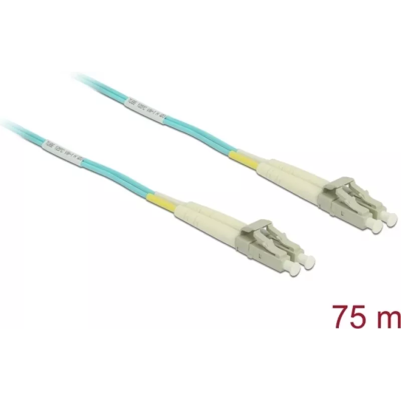 DELOCK InfiniBand / šviesolaidinis kabelis 75 m MMF OM3 2x LC – Akvamarino spalva
