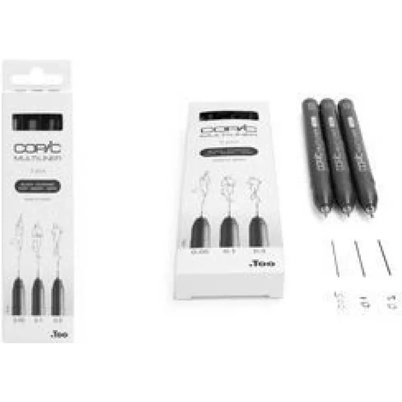 COPIC Multiliner smulkus rašiklis juodas 0,05 + 0,1 + 0,3 mm, 3 vnt. (22075631)