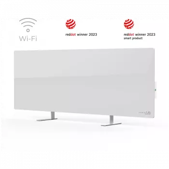 AENO Premium Eco Smart Heater, 700W, Grūdintas stiklas, Infraraudonųjų spindulių + konvekcinis šildymo tipas, Kištuko tipas: Europa (E/F tipo), BALTA