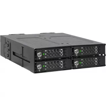 ICY DOCK - ToughArmor MB720MK-B V3 - 4x PCIe 4.0 M.2 NVMe į 4x OCuLink 1x 5,25 col. lizde, mobilus stovas, metalinis, juodas, su raktu (tri-mode suderinamas)