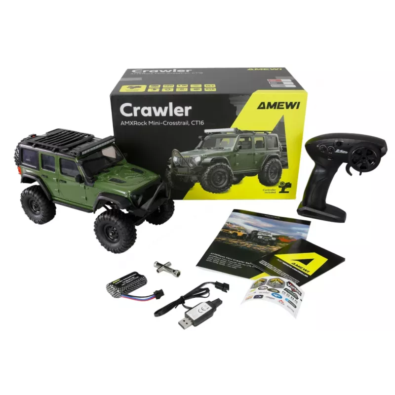 Vikšrinis RC crawler Amewi AMXRock 4WD 1:16 RTR, žalias