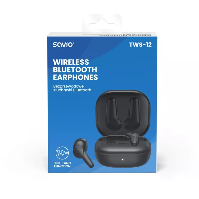 SAVIO in-ear TWS headset TWS-12, Bluetooth 5.3, built-in mic, Juoda