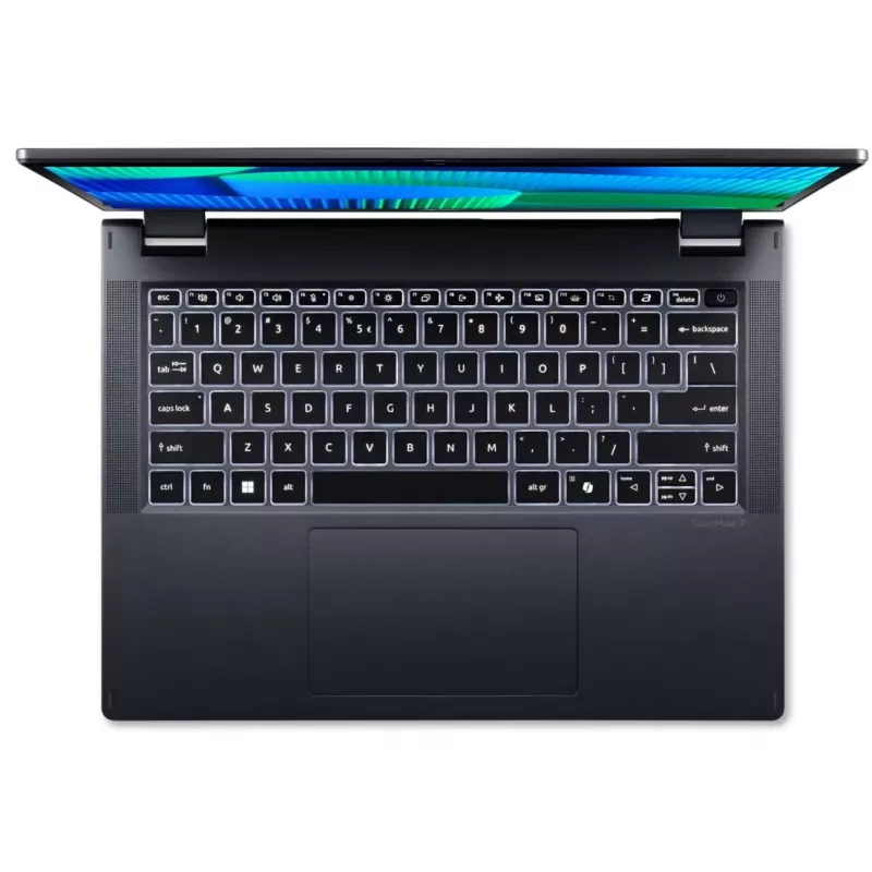 Hibridinis (2-in-1) nešiojamas kompiuteris Acer TravelMate TMP414RN-54-TCO-74CP — 14 colių WUXGA jutiklinis, Intel Core Ultra 7 155U, 16 GB DDR5, 512 GB SSD, 4G, Windows 11 Pro, mėlynas
