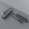 SAVIO USB-A šakotuvas su RJ-45 Gigabit Ethernet AK-57 — 3× USB-A + RJ-45, USB 3.2 Gen 1 Micro‑B prieglobos prievadas, 5 Gbit/s, 4 prievadai, pilkas