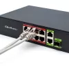 Ethernet komutatorius QOLTEC 52297 PoE RJ45 su PoE aukštyniniu ir SFP prievadu