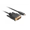 Vaizdo kabelio adapteris LANBERG CA-CMDV-10CU-0030-BK, USB Type-C į DVI-D, 3 m, juodas