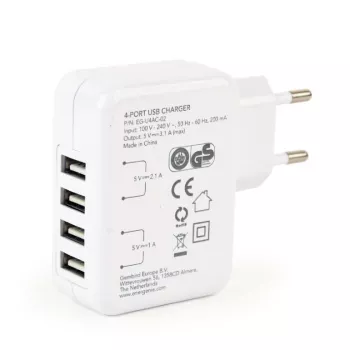 UNIVERSALUS USB ĮKROVIKLIS BALTAS/4 PORTŲ EG-U4AC-02 GEMBIRD