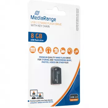 “MediaRange Nano” – USB atmintukas – 8 GB – USB 2.0 – juoda (MR920)
