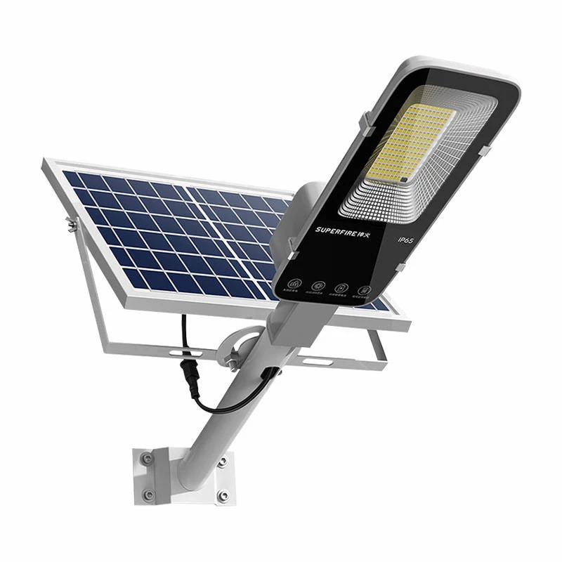 Saulės lempa Superfire FF5-A 63W 500lm — lauko LED saulės energija maitinamas šviestuvas, modelis FF5-A