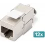 DIGITUS CAT 6A ekranuotas keystone modulis, be įrankių, RJ-45, plokščias, sidabrinis — 12 vnt. pakuotė
