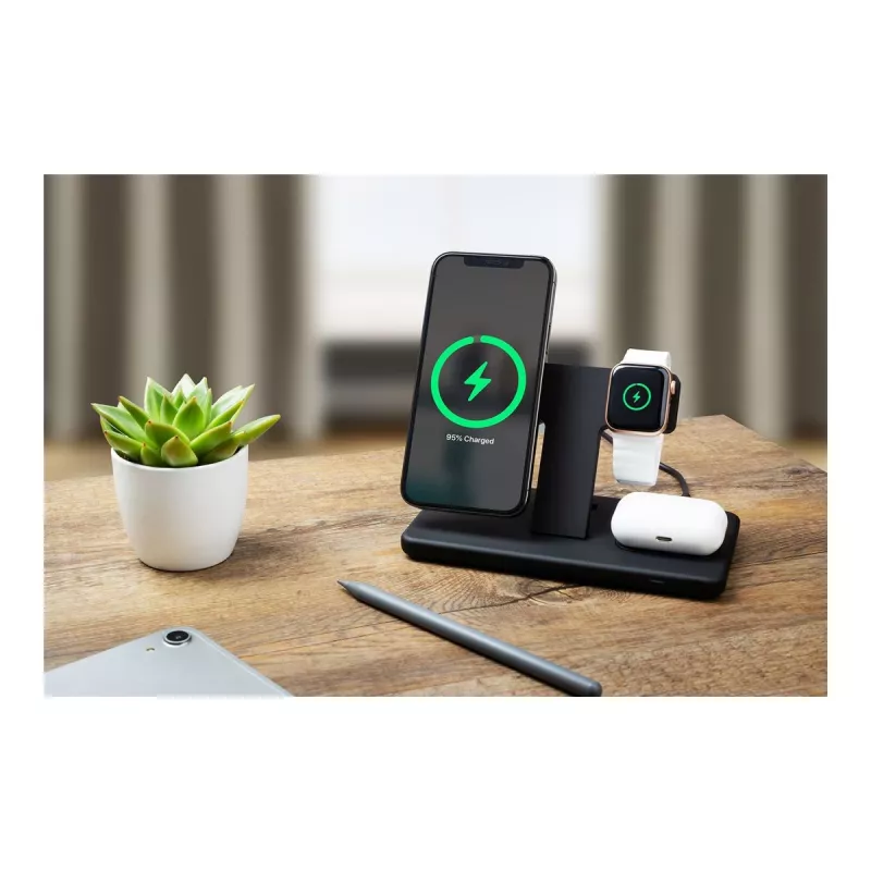 Fixed | MagPowerstation 3-in-1 belaidžio įkrovimo stovas su MagSafe laikikliu | FIXMPOS-BK | Juoda