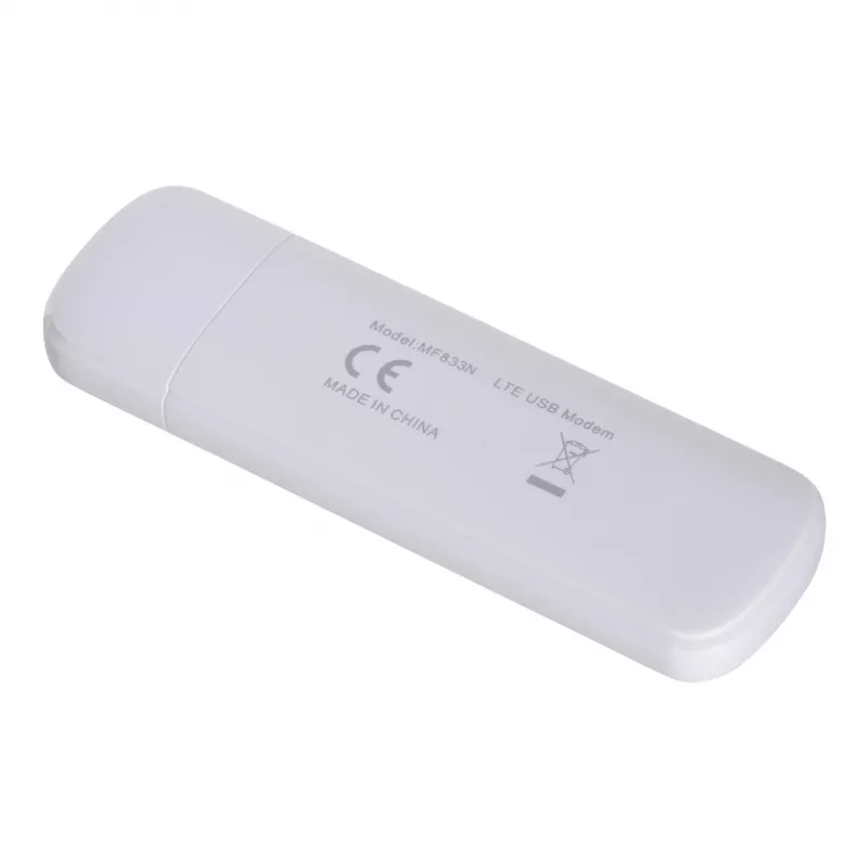 USB korinis modemas ZTE MF833N, nešiojamas USB formos faktorius, 4G LTE-FDD/TDD iki 150 Mbps, HSUPA/2G palaikymas, microSD lizdas, baltas