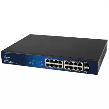 ALLNET 18 prievadų gigabitinis PoE komutatorius ALL-SG8018P — 16 PoE prievadų + 2 aukštynkryptės jungtys, gigabitinis eternetas