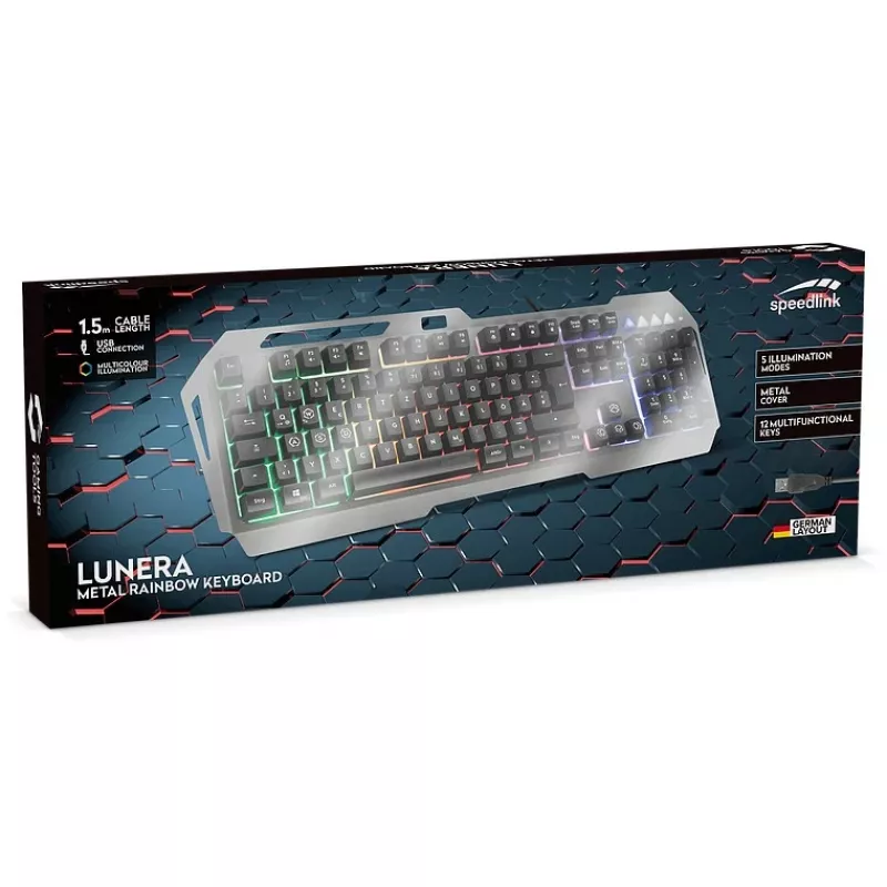 Speedlink žaidimų klaviatūra LUNERA. Metal Rainbow. juoda mažmeninė pakuotė