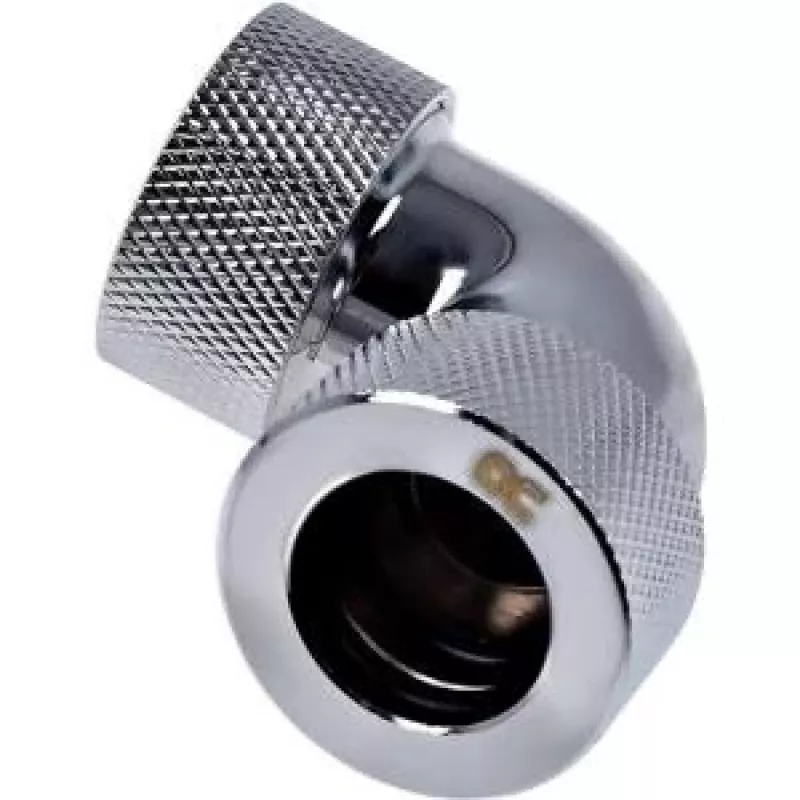 Alphacool HT 16mm HardTube prisukama jungtis 90° L formos jungtis - raižyta - Chromuota (17297)