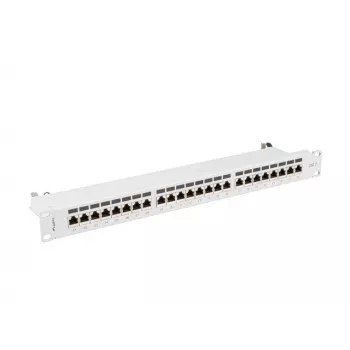 Patch panel 1U LANBERG PPS7-1024-S — 24 prievadų, Cat7, F/UTP, metalinis, 1U (445×102×44,5 mm)