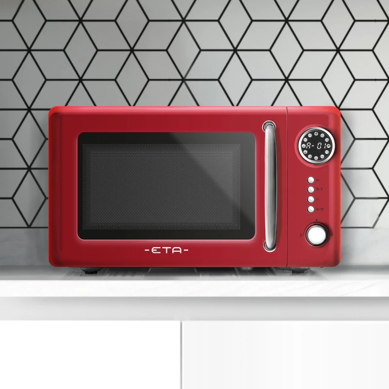 Solo mikrobangų krosnelė ant stalviršio ETA Storio Red Solo — 20 l, 700 W, 5 galios lygiai, 245 mm sukamoji lėkštė