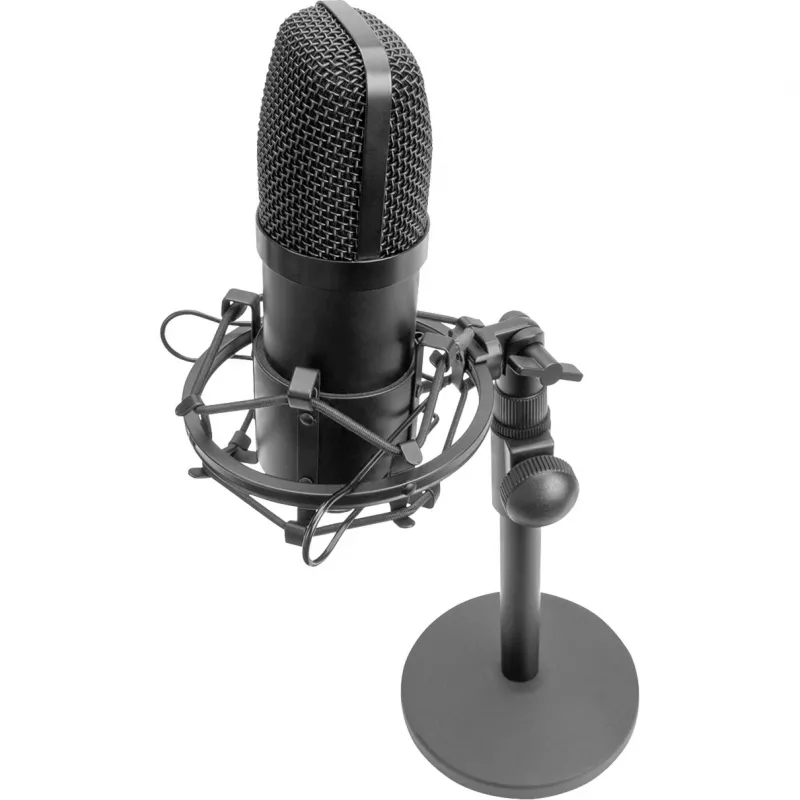 USB kondensatorinis mikrofonas, studijinis juodas