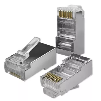 RJ45 modulinė jungtis QOLTEC 54556 CAT6 FTP, sidabrinė, 18×22×11 mm, pakuotėje 100 vnt.