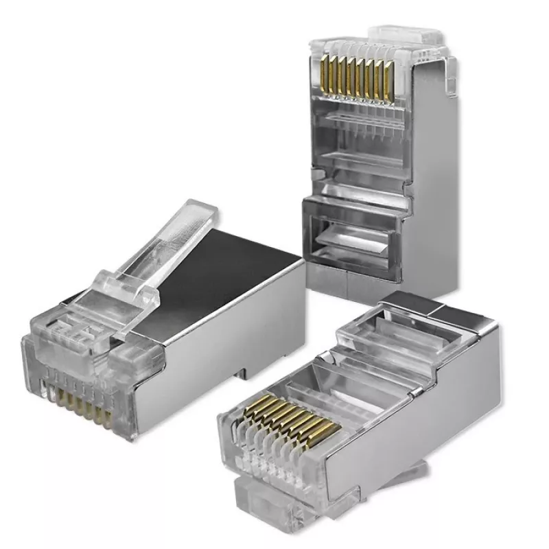 RJ45 modulinė jungtis QOLTEC 54556 CAT6 FTP, sidabrinė, 18×22×11 mm, pakuotėje 100 vnt.