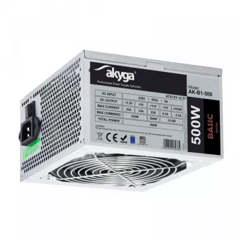 Maitinimo blokas Akyga AK-B1-500, 500 W, ATX 2.31, 20+4 kontaktų, 120 mm ventiliatorius, nemodulinis