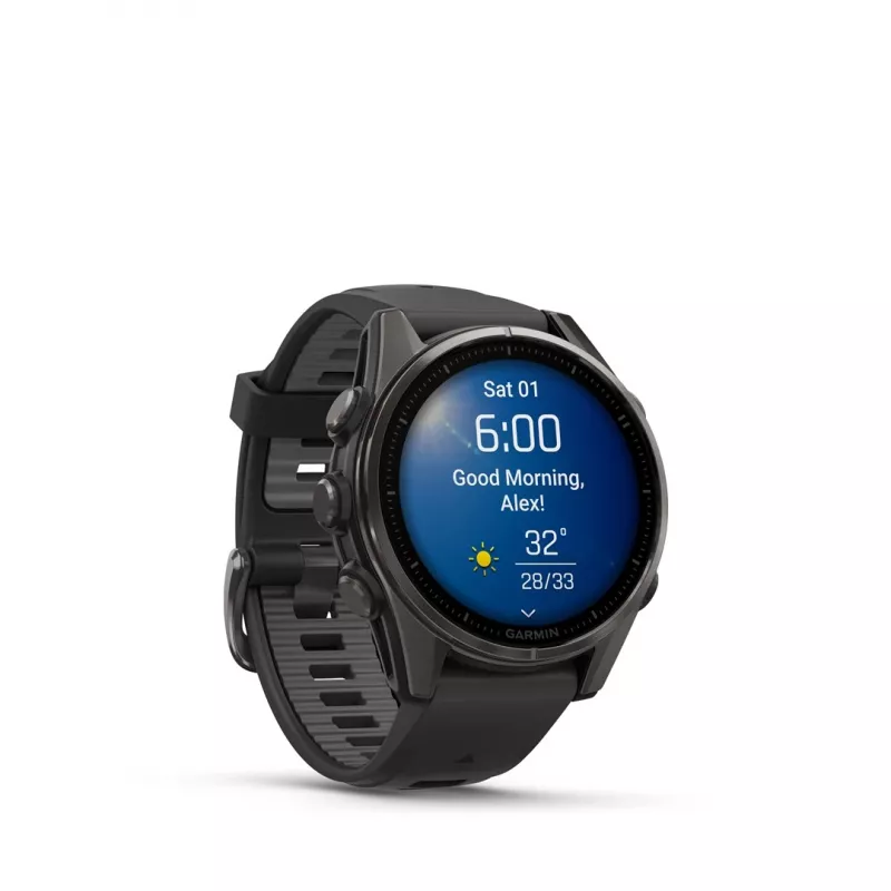 Garmin fenix 8 3,3 cm (1,3 colio) AMOLED 43 mm Skaitmeninis 416 x 416 pikselių Liečiamas ekranas Juodas Wi-Fi GPS (palydovas)