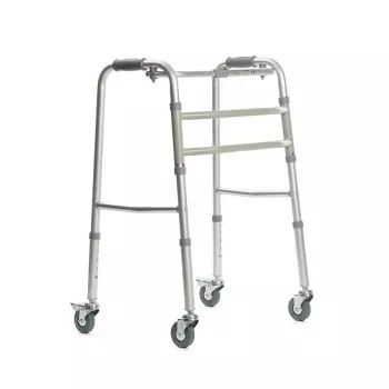 Vaikštynė VITEA CARE PPC013VC — 4 ratų aliumininis vaikštynės rėmas, reguliuojamas aukštis 81,5–91,5 cm, 8 cm ratai, plotis 550 mm, maks. naudotojo svoris 110 kg