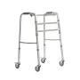 Vaikštynė VITEA CARE PPC013VC — 4 ratų aliumininis vaikštynės rėmas, reguliuojamas aukštis 81,5–91,5 cm, 8 cm ratai, plotis 550 mm, maks. naudotojo svoris 110 kg