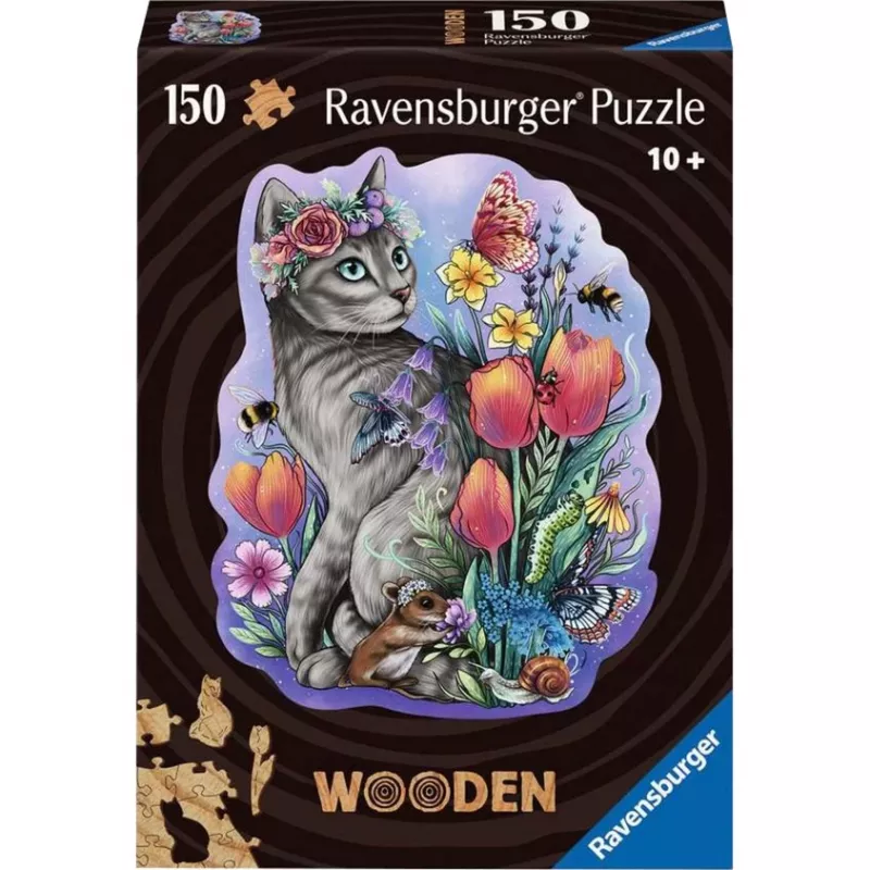 Medinė dėlionė Spring Cat (150 dalių)