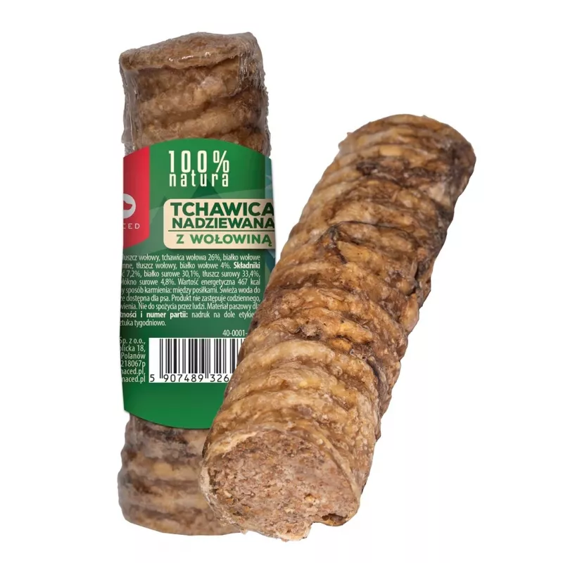 MACED trachėja, prikimšta jautienos – kramtalas šuniui – 120g