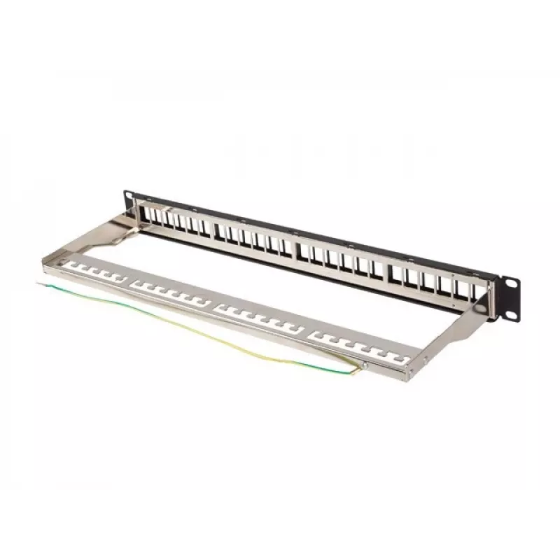 Tuščia pataisų skydelė 24 prievadai 1U 19 colių FTP keystone moduliams juoda
