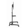 TV stovas GEMBIRD TVS-55T-01 32–55 colių televizoriams, plieninis, aukščio reguliavimas VESA 100x100–400x400, pakreipimas, ratukai, maks. apkrova 35 kg