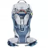Vaikiška nešynė kuprinė DEUTER Kid Comfort Active — mėlyna, poliamidas, iki 22 kg, skėtis nuo saulės, kojų atrama, VariQuick, Lite Air