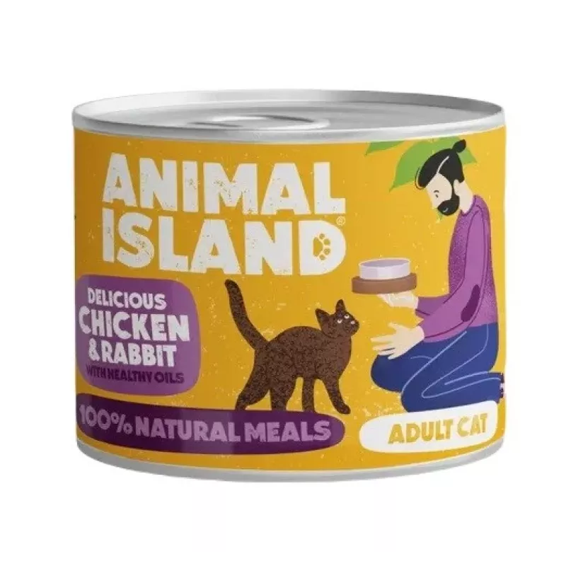 ANIMAL ISLAND Vištiena ir triušis - šlapias kačių maistas - 200g