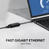 Ethernet adapteris Aukey CB-A30 USB‑C į Gigabit RJ45 10/100/1000 Mbps, USB 3.0, aliuminis, LED indikatoriai