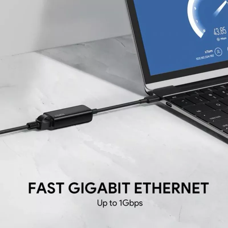 Ethernet adapteris Aukey CB-A30 USB‑C į Gigabit RJ45 10/100/1000 Mbps, USB 3.0, aliuminis, LED indikatoriai