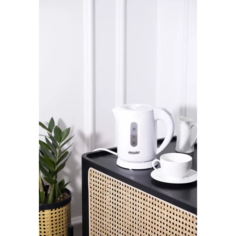 Mesko virdulys | MS 1376 | Elektrinis | 850 W | 0,8 L | Plastikinis | 360° sukamas pagrindas | Baltas