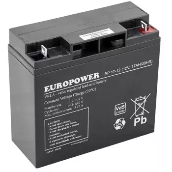 Hermetiška AGM baterija su rūgštiniu elektrolitu europower EP serija 12V 17Ah – Eksploatacijos trukmė 6–9 metai