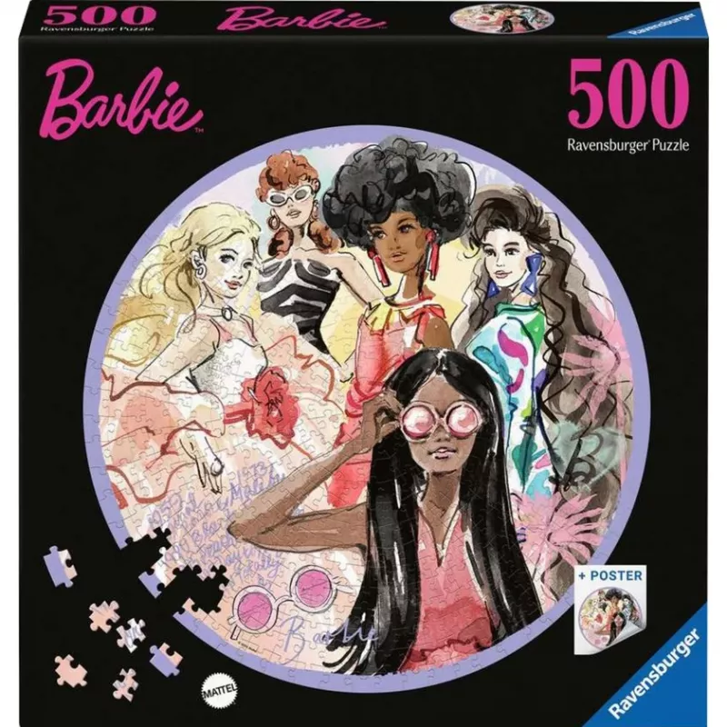 Ravensburger Barbie – pasaulinė stiliaus ikona nuo 1959 m., 500 dalių, apvali