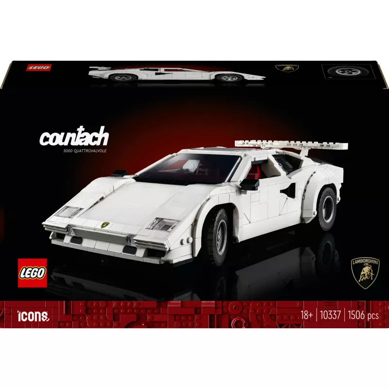 LEGO Icons konstruktorius Lamborghini Countach 5000 Quattrovalvole 10337 — demonstracinis modelis, 1 506 dalys, 340×90×160 mm