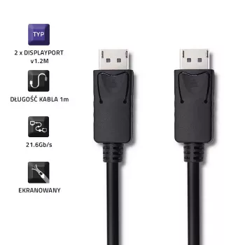 DisplayPort laidas Qoltec 50373 2 m Juodas