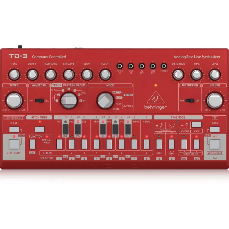 Analoginis sintezatorius Behringer TD-3-RD raudonas 9V DC