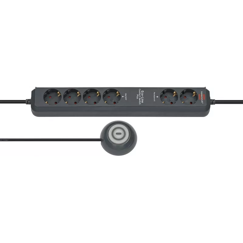 Maitinimo ilgintuvas Brennenstuhl Eco-Line Comfort Switch 2m 6 AC lizdų