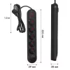 Maitinimo lizdas MACLEAN MCE395 B — 5 lizdai, 3×USB, 110–240V AC, 2,1A USB, 2500W, 1,5 m kabelis, juodas