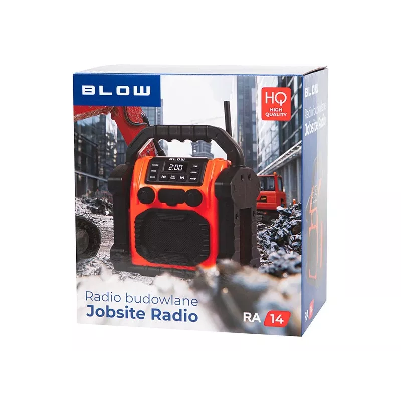 Nešiojamasis AM/FM radijas BLOW RA14 statybinis radijas, maitinamas baterijomis, AM ir FM priėmimas
