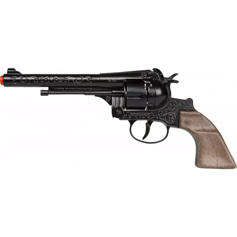 Pulio Metal Cowboy Revolver Gonher — metalinis žaislinis revolveris su kapsulėmis, modelis 155122/6