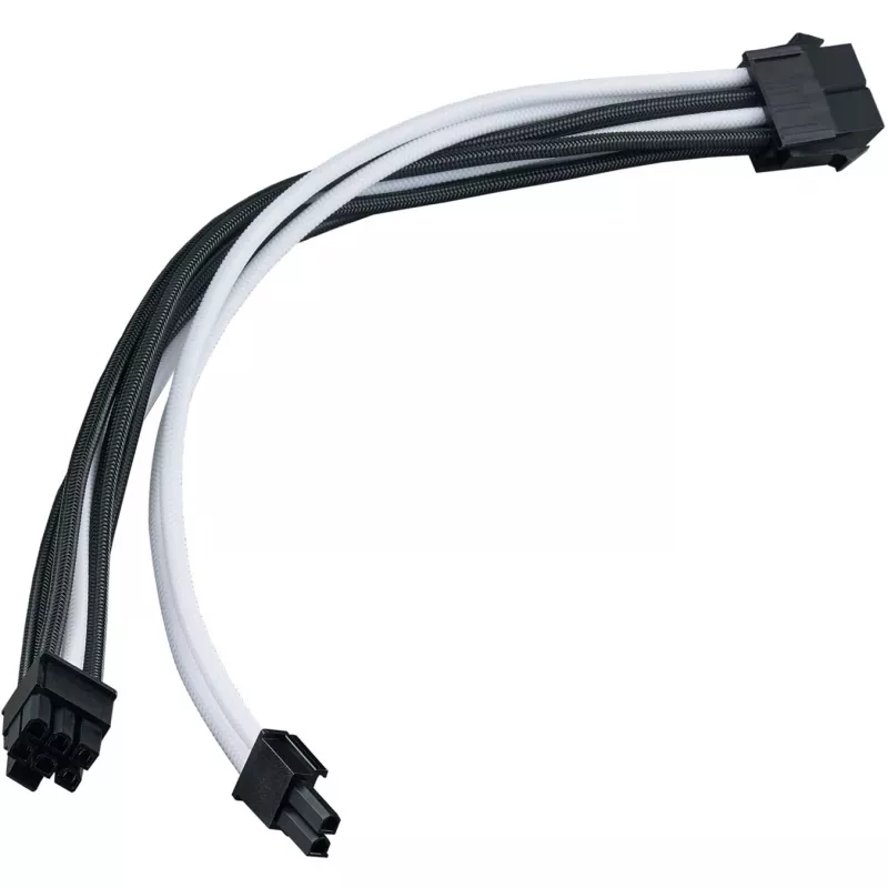 Maitinimo ilginimo kabelis SidabrinėSTONE PP07E 8 kontaktų PCIe 30 cm (juoda/baltas)