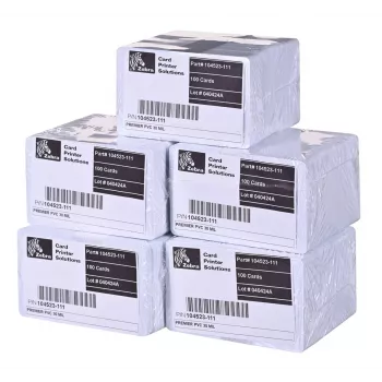 “Zebra Premier” PVC kortelės, 30 mil (5 pakuotės po 100)